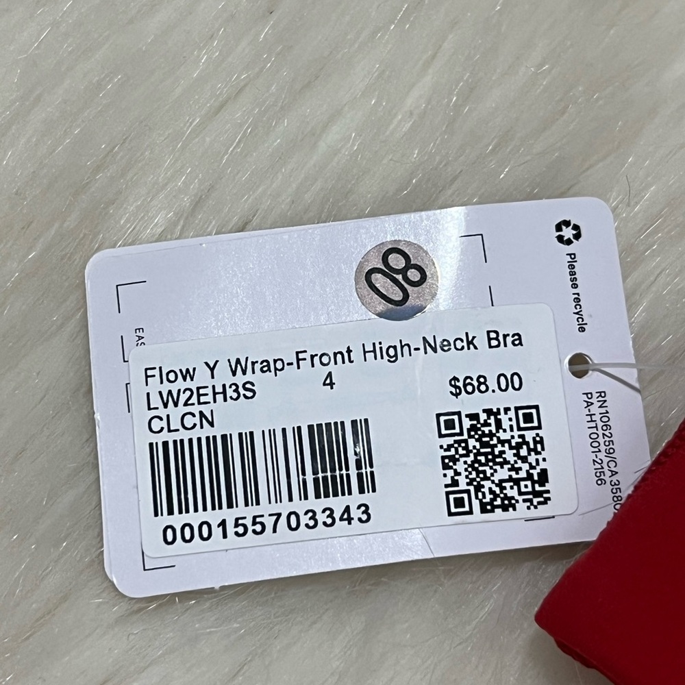 🆕Lululemon🍋Flow Y Wrap Front High Neck Bra In Color College Crimson Size 4 - Picture 3 of 6